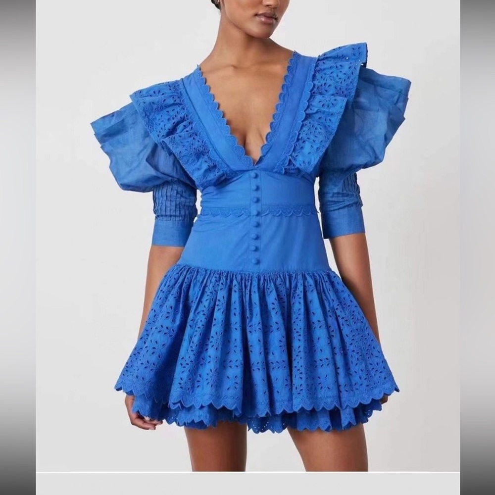 Ruffle Eyelet Boutique Mini Dress